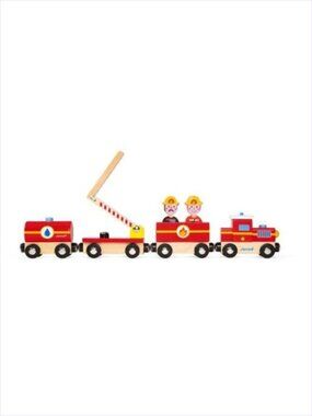 Janod  Firefighters  Wooden Train Connecting w/ Magnetic Connector Brand New
